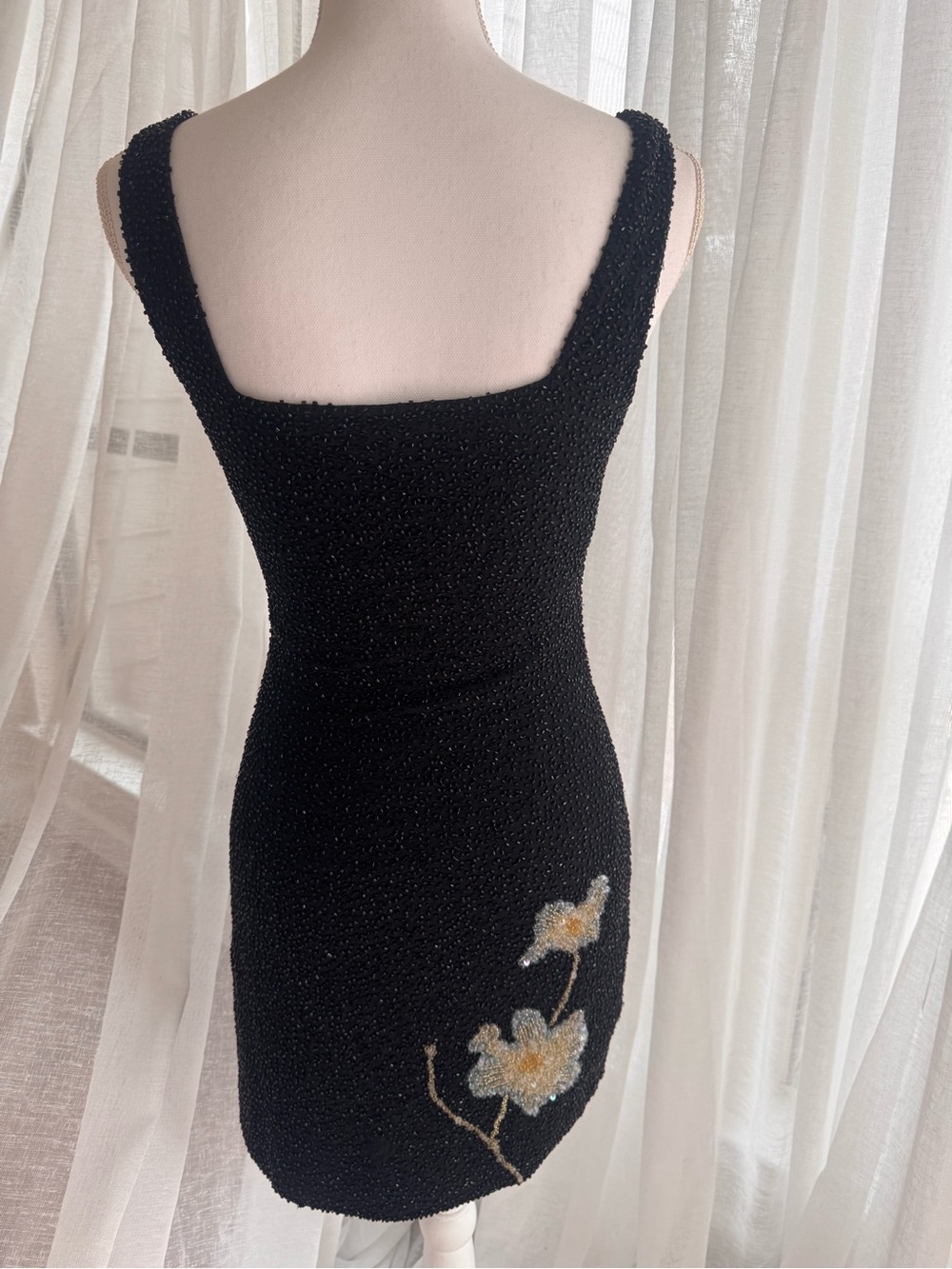 STAUD Beaded Floral Mini Dress Black Size S - Picture 5 of 9